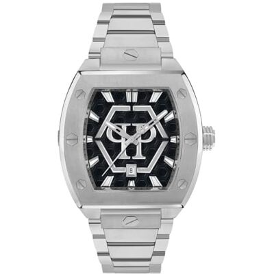 Philipp Plein The Hexagon Phantom Montre analogique à quartz pour homme en acier inoxydable, Argenté/noir Pwpua0725 Philipp Plein The Hexagon Phantom Montre analogique à quartz pour homme en acier inoxydable, Argenté/noir Pwpua0725
