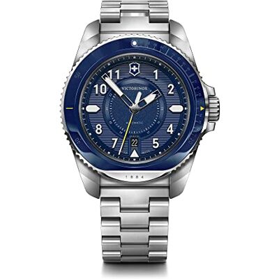 Victorinox Montre Homme Journey 1884 Ø 43 mm, Swiss Made, Automatique, Étanche jusqu’à 200 m, Verre Saphir, Bracelet Inox, Bleu/Argent Victorinox Montre Homme Journey 1884 Ø 43 mm, Swiss Made, Automatique, Étanche jusqu’à 200 m, Verre Saphir, Bracelet Inox, Bleu/Argent