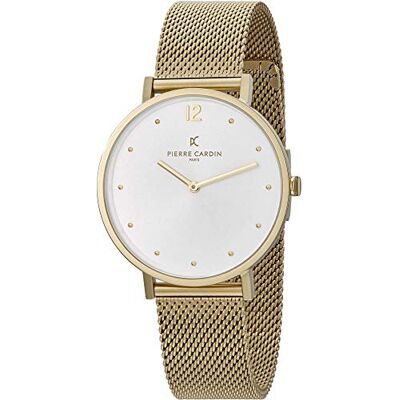 Pierre Cardin Montre Femme Analogique Quartz Belleville Simplicity, Or/Blanc, bracelet Pierre Cardin Montre Femme Analogique Quartz Belleville Simplicity, Or/Blanc, bracelet