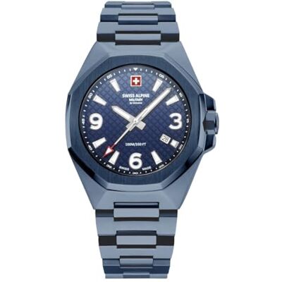 Alpine 7005.1 Montre à quartz analogique pour homme en acier inoxydable, Bleu/bleu 1195sam, Bracelet Alpine 7005.1 Montre à quartz analogique pour homme en acier inoxydable, Bleu/bleu 1195sam, Bracelet