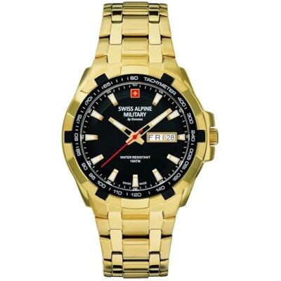 Alpine 7043.1 Montre analogique à quartz pour homme en acier inoxydable, Or/Or/Noir 1117Sam. Alpine 7043.1 Montre analogique à quartz pour homme en acier inoxydable, Or/Or/Noir 1117Sam.