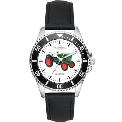 KIESENBERG Montre pour homme D15 Montre à quartz analogique Bracelet en cuir Motif tracteur Cadeau L-1613, argenté KIESENBERG Montre pour homme D15 Montre à quartz analogique Bracelet en cuir Motif tracteur Cadeau L-1613, argenté