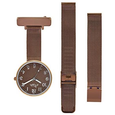 Apple Montre de poche interchangeable pour infirmière en maille marron Argenté Apple Montre de poche interchangeable pour infirmière en maille marron Argenté