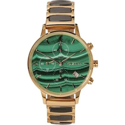 HOLZKERN Montre chronographe pour femme « Jolly » en malachite/céramique HOLZKERN Montre chronographe pour femme « Jolly » en malachite/céramique