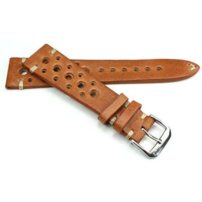 RIOS1931 Bracelet de montre Rallye vintage en cuir de vachette fait main en Allemagne robuste 20 mm marron clair, Fermoir argenté marron clair., 20mm, Sangles RIOS1931 Bracelet de montre Rallye vintage en cuir de vachette fait main en Allemagne robuste 20 mm marron clair, Fermoir argenté marron clair., 20mm, Sangles