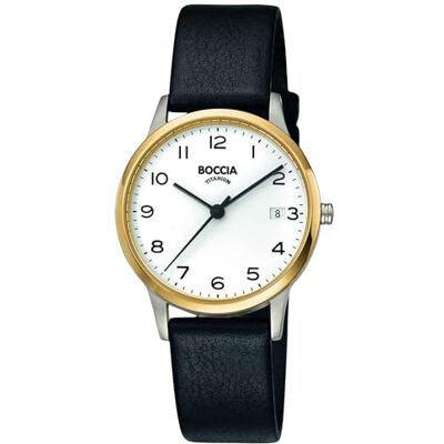 Boccia Montre à quartz analogique pour femme avec bracelet en cuir 3310-04, doré, Sangle Boccia Montre à quartz analogique pour femme avec bracelet en cuir 3310-04, doré, Sangle