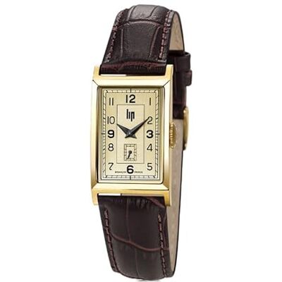 Lip Montre Churchill T18 Trotteuse Excentrée Cuir Marron Façon Croco, sangle Lip Montre Churchill T18 Trotteuse Excentrée Cuir Marron Façon Croco, sangle