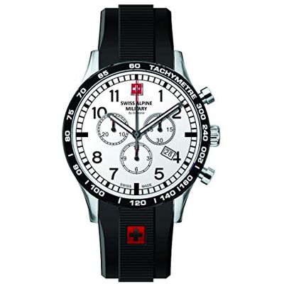Alpine by Grovana 1746.9 Montre chronographe en silicone pour homme 10 ATM, Acier/argent/silicone 9832sam, sangle Alpine by Grovana 1746.9 Montre chronographe en silicone pour homme 10 ATM, Acier/argent/silicone 9832sam, sangle
