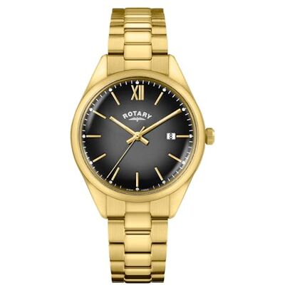 Rotary Heritage Montre bracelet en acier inoxydable plaqué or avec cadran gris pour homme Rotary Heritage Montre bracelet en acier inoxydable plaqué or avec cadran gris pour homme