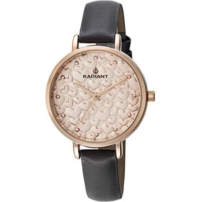 Radiant Montre analogique pour femme Collection Romance Montre rosée avec bracelet en cuir synthétique noir et cadran en Relieve. 3 ATM 34 mm. Référence RA431601. Radiant Montre analogique pour femme Collection Romance Montre rosée avec bracelet en cuir synthétique noir et cadran en Relieve. 3 ATM 34 mm. Référence RA431601.