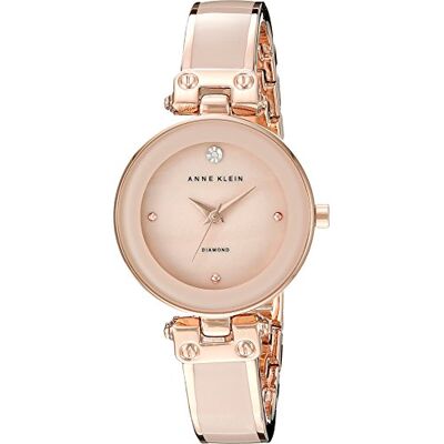 Anne Klein Montre bracelet pour femme avec cadran à diamant véritable, Rose Anne Klein Montre bracelet pour femme avec cadran à diamant véritable, Rose