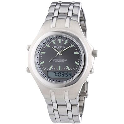 Rexxor 242-7904-88 Montre Homme Quartz Analogique et digitale Alarme/Chronomètre/Aiguilles lumineuses/Boussole Bracelet Acier Inoxydable Argent, Gris/Argent, Mode Rexxor 242-7904-88 Montre Homme Quartz Analogique et digitale Alarme/Chronomètre/Aiguilles lumineuses/Boussole Bracelet Acier Inoxydable Argent, Gris/Argent, Mode
