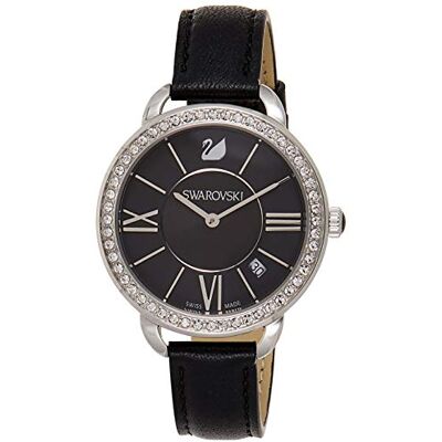 Swarovski Montre Aila Day noire référence 5172151 fabriquée en Suisse, bracelet cuir Swarovski Montre Aila Day noire référence 5172151 fabriquée en Suisse, bracelet cuir
