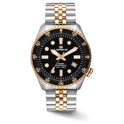 Lorenz SHARK V 030255DD Montre automatique en acier inoxydable pour hommes Sous 200 mètres, Bicolore Lorenz SHARK V 030255DD Montre automatique en acier inoxydable pour hommes Sous 200 mètres, Bicolore