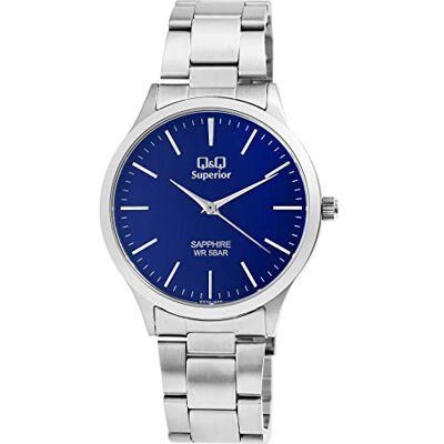 Q&Q Superior S278J222Y Montre pour homme en acier inoxydable avec date saphir 5 bars, Silberfarbig, Silberfarbig, bracelet Q&Q Superior S278J222Y Montre pour homme en acier inoxydable avec date saphir 5 bars, Silberfarbig, Silberfarbig, bracelet