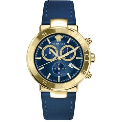 Versace Montre À Quartz Hommes Mode Bracelet En Cuir Bleu Boîtier En Acier Inoxydable Cadran Analogique Bleu VEPY00921 Versace Montre À Quartz Hommes Mode Bracelet En Cuir Bleu Boîtier En Acier Inoxydable Cadran Analogique Bleu VEPY00921