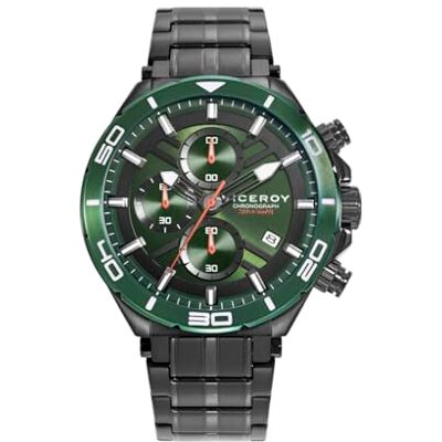 Viceroy Montre Chrono Acier IP Vert 46841-67, Bracelet Viceroy Montre Chrono Acier IP Vert 46841-67, Bracelet