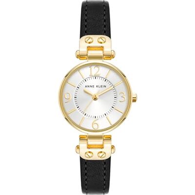 Anne Klein Montre Femme Bracelet Cuir 10/9442CHHY, Noir/doré, 10/9442MPBK Anne Klein Montre Femme Bracelet Cuir 10/9442CHHY, Noir/doré, 10/9442MPBK