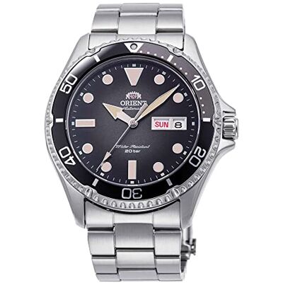 Orient Kamasu/Mako III Montre-bracelet automatique à remontage manuel sportif en acier ou silicone Divers' montre sous-marine avec couronne à vis et verre saphir, Gris fumé, Sportif Orient Kamasu/Mako III Montre-bracelet automatique à remontage manuel sportif en acier ou silicone Divers' montre sous-marine avec couronne à vis et verre saphir, Gris fumé, Sportif