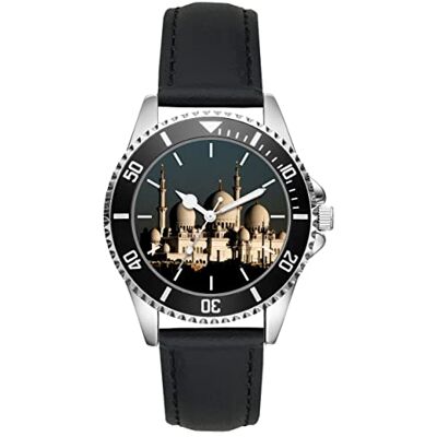KIESENBERG Montre pour homme Abu Dhabi Moschee Cadeau analogique Quartz Bracelet en cuir L-21142, argenté, sangle KIESENBERG Montre pour homme Abu Dhabi Moschee Cadeau analogique Quartz Bracelet en cuir L-21142, argenté, sangle