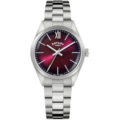 Rotary Heritage Montre bracelet en acier inoxydable pour femme Cadran bordeaux Rotary Heritage Montre bracelet en acier inoxydable pour femme Cadran bordeaux