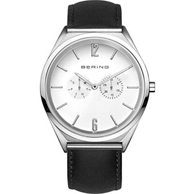 BERING 17140-404 Montre à quartz analogique avec bracelet en cuir Unisexe, blanc, Sangle BERING 17140-404 Montre à quartz analogique avec bracelet en cuir Unisexe, blanc, Sangle