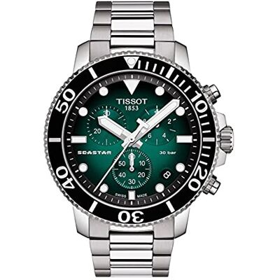 Tissot Seastar T120.417.11.091.01 Montre chronographe à quartz pour homme Vert, gris, Mouvement à quartz Tissot Seastar T120.417.11.091.01 Montre chronographe à quartz pour homme Vert, gris, Mouvement à quartz