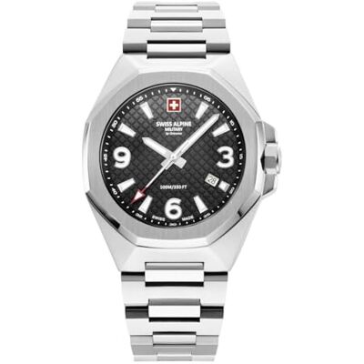 Alpine Montre analogique à quartz 7005.1 pour homme en acier inoxydable, Acier/Acier/Noir 1137sam, Bracelet Alpine Montre analogique à quartz 7005.1 pour homme en acier inoxydable, Acier/Acier/Noir 1137sam, Bracelet