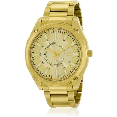 Marea B41347/4 : Exquise montre pour homme avec mouvement japonais à 3 aiguilles, boîtier métallique doré, bracelet en acier doré, cadran assorti, étanche 5 ATM, Bracelet Marea B41347/4 : Exquise montre pour homme avec mouvement japonais à 3 aiguilles, boîtier métallique doré, bracelet en acier doré, cadran assorti, étanche 5 ATM, Bracelet