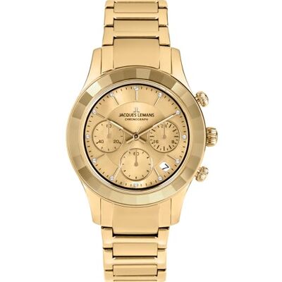 JACQUES LEMANS Venice 1-2151H Montre Femme Bracelet Métal Chronographe Pierres Swarovski Bracelet Métal Doré, Bracelet en métal doré, Bracelet JACQUES LEMANS Venice 1-2151H Montre Femme Bracelet Métal Chronographe Pierres Swarovski Bracelet Métal Doré, Bracelet en métal doré, Bracelet