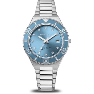 BERING Montre à quartz analogique pour femme avec bracelet en acier inoxydable 18936-705, bleu, Bracelet BERING Montre à quartz analogique pour femme avec bracelet en acier inoxydable 18936-705, bleu, Bracelet