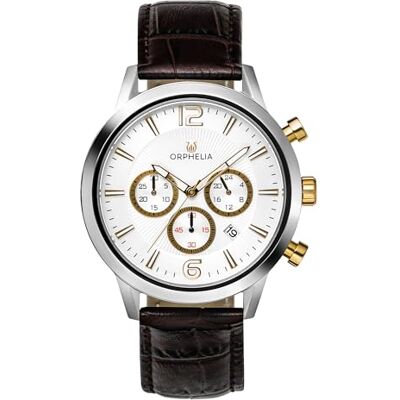 Orphelia Montre Homme Chronographe Tempo, Brun/Argent, sangle Orphelia Montre Homme Chronographe Tempo, Brun/Argent, sangle