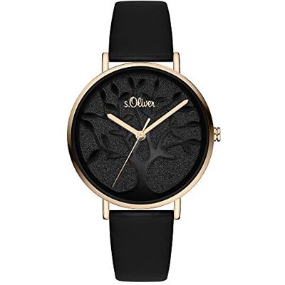 s.Oliver Montre analogique à quartz pour femme, Noir, Bracelet s.Oliver Montre analogique à quartz pour femme, Noir, Bracelet