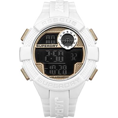 Superdry Homme Digital Montre avec Bracelet en Silicone SYG193WRG, Blanc, Poignet Superdry Homme Digital Montre avec Bracelet en Silicone SYG193WRG, Blanc, Poignet