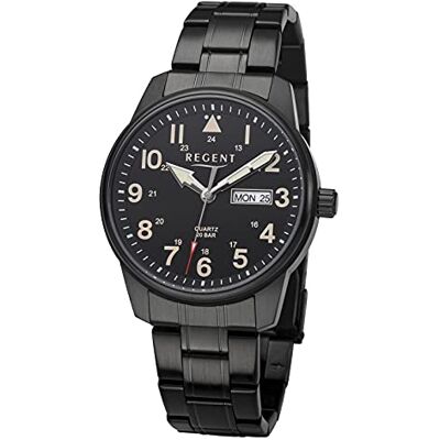 REGENT Montres Homme Analogique Quartz 32018696, Noir, Bracelet REGENT Montres Homme Analogique Quartz 32018696, Noir, Bracelet