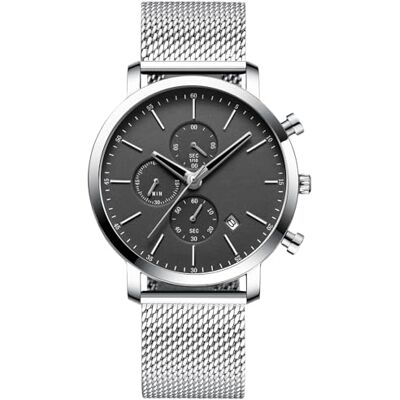 RORIOS Montre Homme Étanche Analogique Quartz Montres Bracelet en Acier Inoxydable Classique Chronographe Montre Business Montres pour Hommes, Argent, bracelet RORIOS Montre Homme Étanche Analogique Quartz Montres Bracelet en Acier Inoxydable Classique Chronographe Montre Business Montres pour Hommes, Argent, bracelet