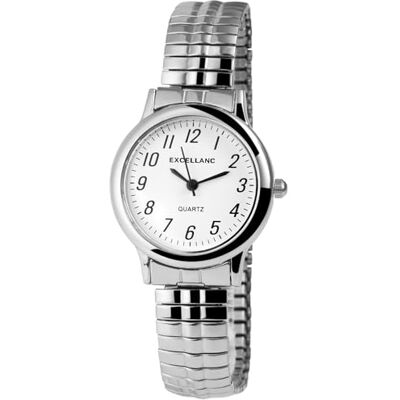 Excellanc Montre-bracelet pour femme Bracelet argenté Montre classique pour femme avec cordon élastique Montre élégante pour personnes âgées Excellanc Montre-bracelet pour femme Bracelet argenté Montre classique pour femme avec cordon élastique Montre élégante pour personnes âgées