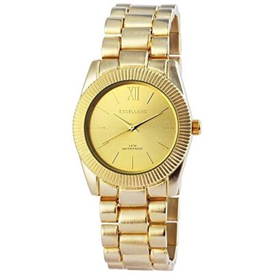 Excellanc 150804000032 Montre Femme Quartz Analogique Bracelet différents matériaux doré, Doré/Doré, bracelet Excellanc 150804000032 Montre Femme Quartz Analogique Bracelet différents matériaux doré, Doré/Doré, bracelet