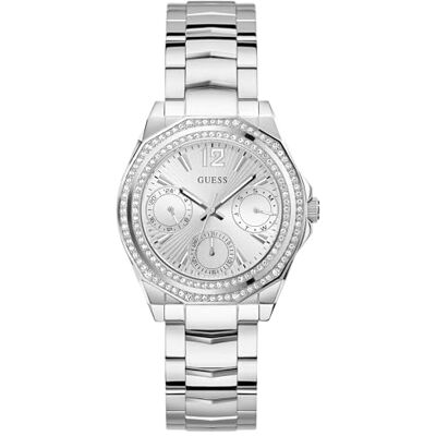 GUESS Montre multifonction argentée et cristal, Argenté, one, Moderne GUESS Montre multifonction argentée et cristal, Argenté, one, Moderne
