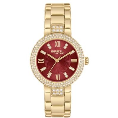 BREIL , Collection Dance Floor, montre femme, bracelet en acier poli, lunette avec cristaux, cadran avec finition Sunray, mouvement à quartz Miyota 2035, boîtier 32 mm, fermeture par boutons, rouge, BREIL , Collection Dance Floor, montre femme, bracelet en acier poli, lunette avec cristaux, cadran avec finition Sunray, mouvement à quartz Miyota 2035, boîtier 32 mm, fermeture par boutons, rouge,