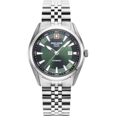 Alpine 7091.2 Montre automatique en acier inoxydable pour homme, Argenté/vert Alpine 7091.2 Montre automatique en acier inoxydable pour homme, Argenté/vert