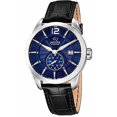 JAGUAR Watches J663/2 Montre bracelet en cuir pour homme Noir, bleu/noir, bracelet JAGUAR Watches J663/2 Montre bracelet en cuir pour homme Noir, bleu/noir, bracelet