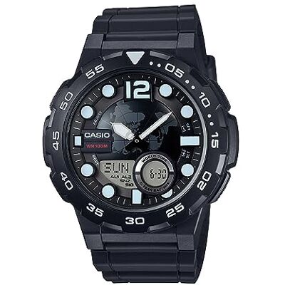 Casio AEQ100W-1AV Montre à quartz pour homme Cadran 3D Analogique/Numérique Noir Casio AEQ100W-1AV Montre à quartz pour homme Cadran 3D Analogique/Numérique Noir
