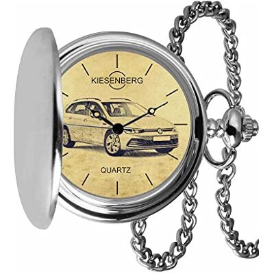 KIESENBERG Montre gousset vintage Argent Cadeau personnalisé pour Golf 8 Combi Montre pour homme TA-5636, argenté KIESENBERG Montre gousset vintage Argent Cadeau personnalisé pour Golf 8 Combi Montre pour homme TA-5636, argenté
