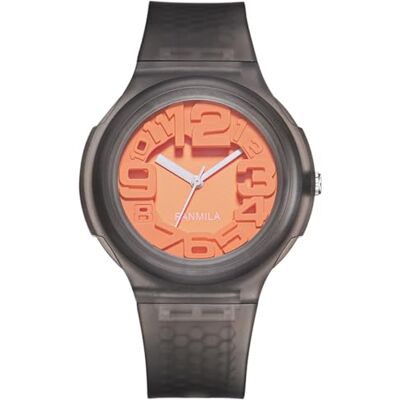 Alienwork Montre de sport pour enfants garçons filles, Gris/orange/bracelet en caoutchouc gris-transparent, Sangle Alienwork Montre de sport pour enfants garçons filles, Gris/orange/bracelet en caoutchouc gris-transparent, Sangle