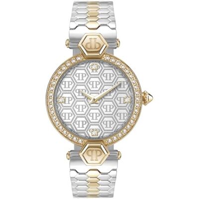 Philipp Plein Plein Couture Montre analogique à quartz pour femme, Bicolore/Blanc Pweaa0521, bracelet Philipp Plein Plein Couture Montre analogique à quartz pour femme, Bicolore/Blanc Pweaa0521, bracelet