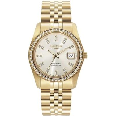 Roamer Positano 853858 Montre analogique à quartz pour femme, Or/Or/Or 853858 48 39 20, Bracelet Roamer Positano 853858 Montre analogique à quartz pour femme, Or/Or/Or 853858 48 39 20, Bracelet