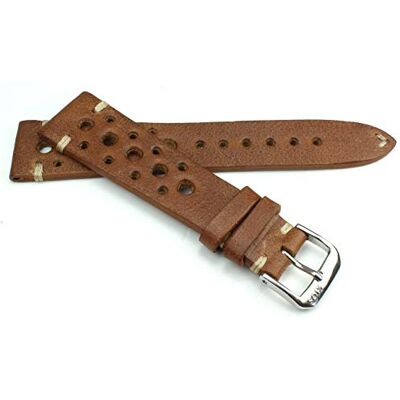 RIOS1931 Rallye Bracelet de montre vintage en cuir de vachette fait main en Allemagne robuste 20 mm Marron, Fermoir marron argenté, 20mm, lanière RIOS1931 Rallye Bracelet de montre vintage en cuir de vachette fait main en Allemagne robuste 20 mm Marron, Fermoir marron argenté, 20mm, lanière