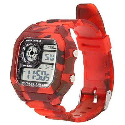 LEYT Montre de Sport en Plein Air, Système 12 Heures sur 24, Affichage de la Date de la Semaine Lumineuse, Montre Chronographe Numérique étanche Domestique pour la Vie Quotidienne (Rouge) LEYT Montre de Sport en Plein Air, Système 12 Heures sur 24, Affichage de la Date de la Semaine Lumineuse, Montre Chronographe Numérique étanche Domestique pour la Vie Quotidienne (Rouge)