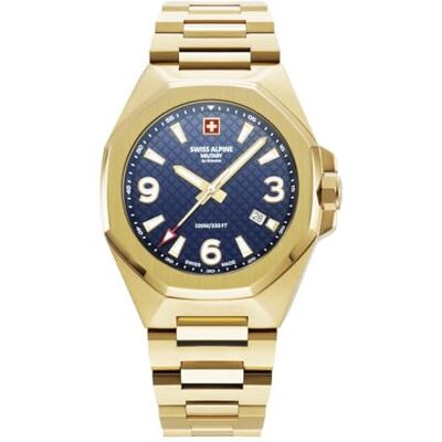 Alpine 7005.1 Montre à quartz analogique pour homme en acier inoxydable, Or/or/bleu 1115sam, Bracelet Alpine 7005.1 Montre à quartz analogique pour homme en acier inoxydable, Or/or/bleu 1115sam, Bracelet